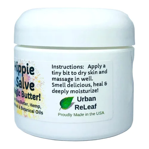 Vista 3 de Urban ReLeaf Mantequilla mágica Hippie Salve. Groovy Botanicals, manteca de karité y 100% natural, pachulí, ylang, bergamota, rica en vitaminas