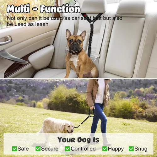 Vista 6 de BWOGUE Arnés de cinturón de seguridad para mascotas, cinturón de seguridad ajustable para reposacabezas de coche, arnés de cinturón de seguridad