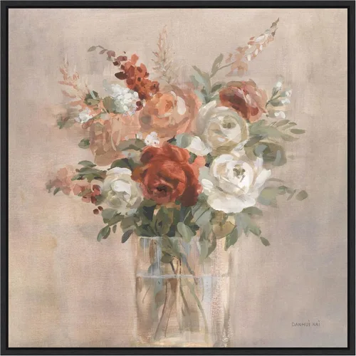 Vista 7 de Amanti Art Lienzo enmarcado para pared, 16 x 16 pulgadas, ramo de rojizo de Danhui Nai, lienzo enmarcado para pared, obras de arte de flores