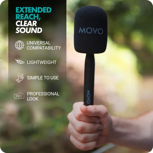 Vista 12 de Movo WMX-HM - Mango de micrófono inalámbrico para entrevistas, adaptador de mano para DJI Mic, RODE Wireless GO y más, incluye bandera de micrófono