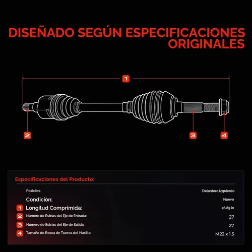Vista 3 de A-Premium - Conjunto de eje CV del lado del conductor delantero izquierdo