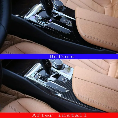 Vista 3 de YIWANG Cubierta de panel de palanca de cambios para consola central de automóvil ABS cromada, 1 unidad para BMW Serie 5 G30 2017 2018 Accesorios