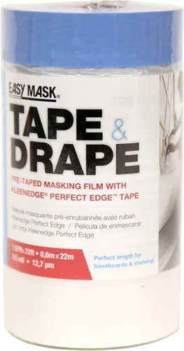 Vista 5 de Easy Mask Tape & Drape - Película adhesiva preadhesiva con cinta de uso general, 22 pulgadas x 100 pies