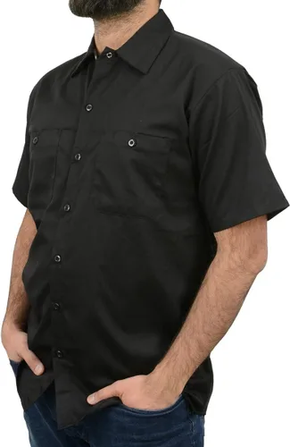 Vista 6 de Milwaukee Leather MDM11669 Camisa de trabajo negra con botones y bolsillos para hombre, camisa de trabajo mecánica clásica con bolsillos, Negro