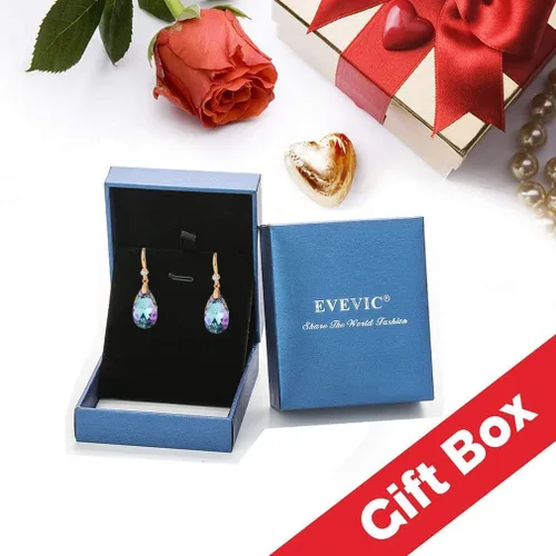 Vista 6 de Aretes colgantes de lágrima de cristal austriaco para mujer, chapados en oro de 14 quilates, aretes de gancho hipoalergénicos, regalos para mujeres