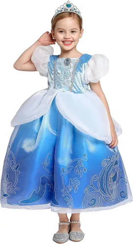 Vista 2 de Kidswant Toddler Baby Girls Luxury Princess Party Halloween Cosplay Costume Dress Up with Accessorries