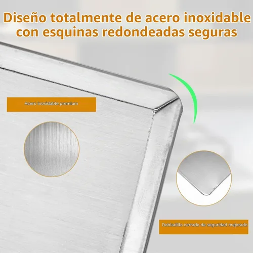 Vista 3 de Protector contra salpicaduras de aceite de 3 caras, protector antisalpicaduras de acero inoxidable mejorado para estufa, barrera de aceite plegable