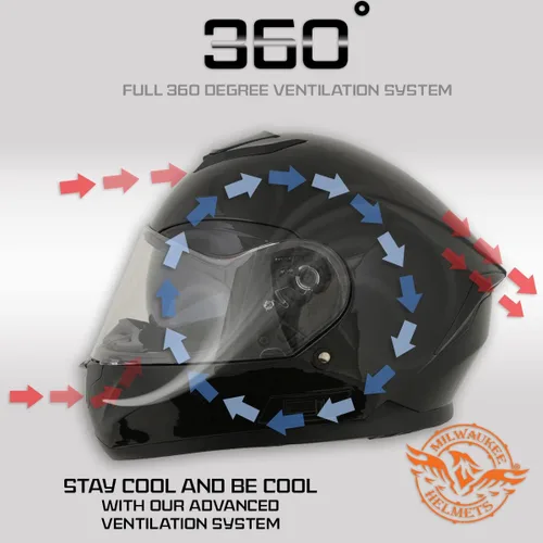 Vista 4 de Milwaukee Helmets MPH9836DOT 'Sweeper' - Casco de motocicleta de cara completa para hombres y mujeres, con visera desplegable