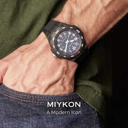 Vista 2 de Miykon Black Analog Sports Dive Watches for Men 100M Waterproof Watch with Rotating Bezel, Tactical Swiss Army Field Watch with Military Time