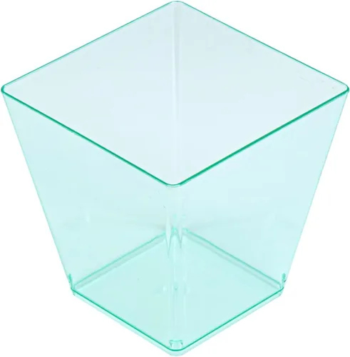 Vista 17 de Restaurantware Mini vaso de postre Kova de 2 onzas, elegantes vasos cuadrados de plástico rosa en polvo: perfecto para servir postres y muestras