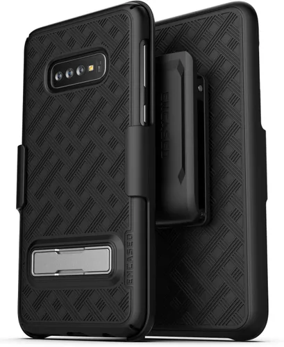 Vista 2 de Encased Funda para cinturón con función atril compatible con Galaxy S10 Plus (serie Slimline 2019), funda ultrafina con clip giratorio para funda