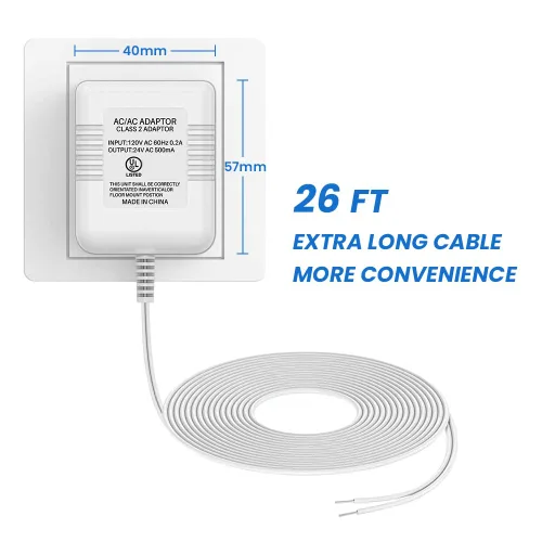 Vista 6 de Transformador de timbre de 26 pies, 24 V, 500 mA, compatible con todas las versiones de anillo, Nest, Arlo, Amcrest, Logitech, Wyze, Eufy