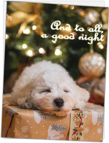 Vista 25 de Glory To Dog And To All A Good Night Sleepy Beagle Puppy - Juego de 12 tarjetas y sobres de Navidad