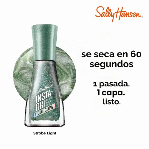 Vista 4 de Sally Hansen Insta-Dri Holo-Glow Esmalte de uñas Secado rápido, larga duración, brillo sin rayas Semi-opaco y brillante 104 All That Shimmers