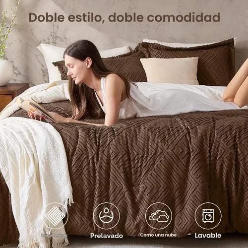 Vista 2 de JOLLYVOGUE Juego de edredón Queen de 7 piezas, cama bohemia copetuda en una Edredón ultra suave, certificado OEKO-TEX, para todas las estaciones