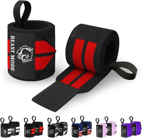 Vista 26 de TECEUM Weightlifting 18" & 12" Wrist Wraps with Thumb Loop – Heavy Duty Wrist Workout Braces for Men and Women – Ideal for Powerlifting, Strength