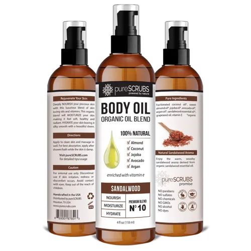 Vista 4 de pureSCRUBS Exfoliante corporal de sándalo + aceite corporal de sándalo