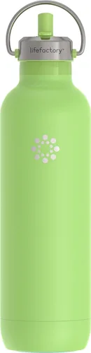 Vista 12 de Lifefactory Botella deportiva aislada al vacío de acero inoxidable con tapa de pajita, 24 onzas, carbono