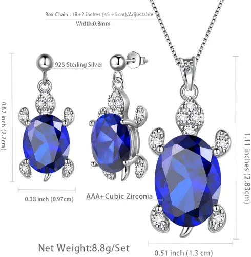 Vista 6 de Aurora Tears Tutrle Jewelry 925 Sterling Silver Women Sea Animal Turtle NecklaceEarringRingBracelet Crystal Cubic Zirconia Jewelry