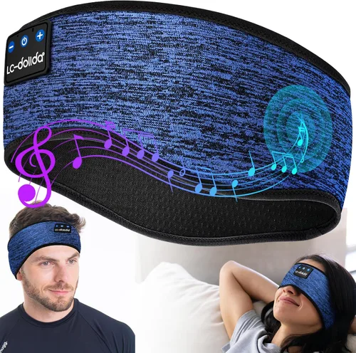 Vista 17 de LC-dolida Auriculares para dormir Bluetooth 5.4, con diadema inalámbrica, máscara de sueño para dormir, deportes, regalos, entrenamiento, correr