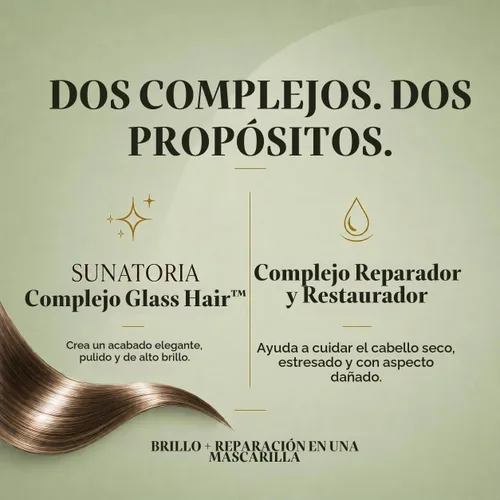 Vista 3 de SUNATORIA - Mascarilla de vidrio para el cabello, tratamiento de reparación Marrón