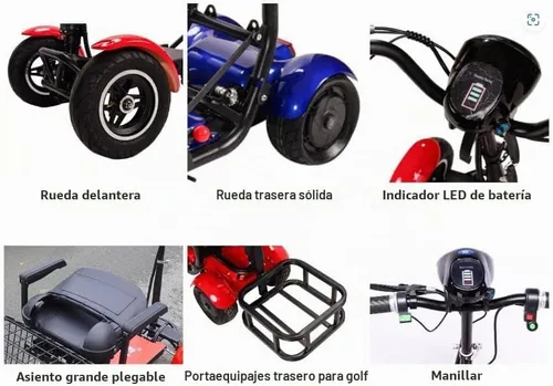 Vista 4 de Vespa eléctrica plegable del carro de golf de la rueda 800w/36v cuatro ruedas NUEVO