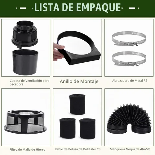 Vista 4 de Kit de ventilación para secadora interior 3 en 1 con trampa para pelusas y filtro de agua para secadora eléctrica