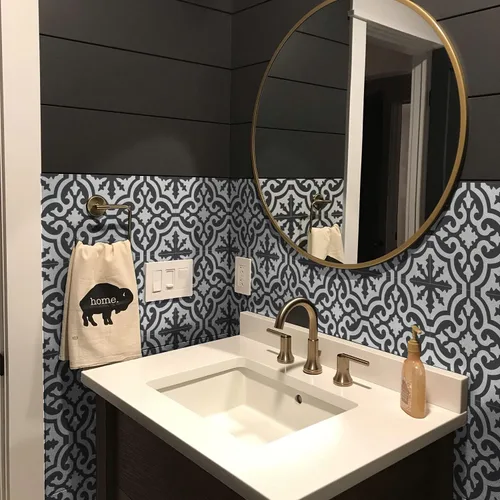 Vista 22 de Alwayspon 12 calcomanías de azulejos de pared retro florales mate para transferir, despegar y pegar, calcomanías de vinilo autoadhesivas