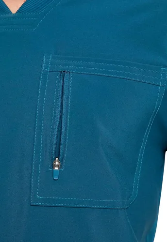 Vista 3 de Cherokee Infinity - Camisa quirúrgica para hombre, color sólido, con cuello en V