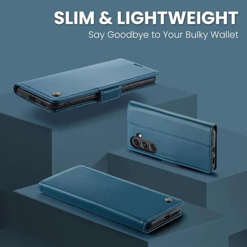 Vista 7 de Funda para Samsung Galaxy S23 FE, [bloqueo RFID] Cierre magnético, cartera de piel sintética con tarjetero y soporte para tarjetas, funda