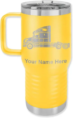 Vista 19 de LaserGram Taza de café aislada al vacío de 15 onzas, cabina de camión, grabado personalizado incluido (negro)
