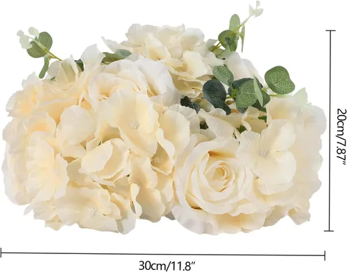 Vista 2 de DONSU Ramo de bolas de flores, 10 bolas de flores falsas de 11.8 pulgadas de diámetro, arreglos artificiales para el hogar, boda, centro de mesa