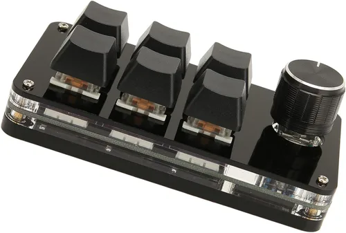 Vista 6 de Mini teclado mecánico de 6 teclas para juegos con una mano, teclado programable USB DIY, teclado programable OSU para juegos y oficina