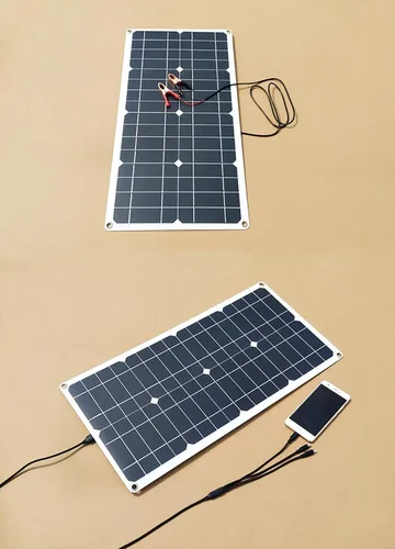 Vista 4 de Generador solar de 24 W, panel solar portátil de 5 V/1.7 A, cargador de energía monocristalino USB de módulo fotovoltaico monocristalino, panel Con