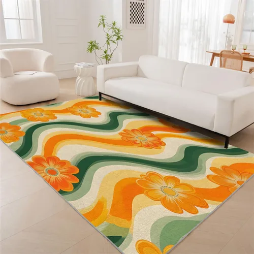 Vista 12 de Alfombra retro con flores, alfombra vintage de 2 x 3 pies, lavable antideslizante, para interiores, para entrada, entrada, cocina, mesita de noche