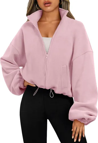 Vista 7 de AUTOMET Chaquetas de forro polar con cremallera para mujer, sudaderas Verde Armada (ArmyGreen)