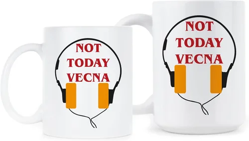 Vista 2 de We Got Good Taza de café con auriculares Not Today Vecna