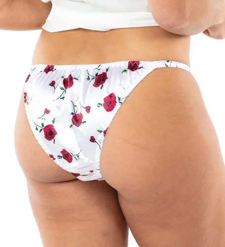 Vista 4 de Satini Bragas de satén con estampado Tanga para mujer