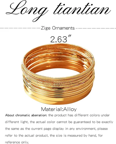 Vista 6 de Long tiantian Pulsera de oro gruesa para mujer, pulseras de oro delicadas, pulseras para mujer, pulseras apilables de eslabones de cadena