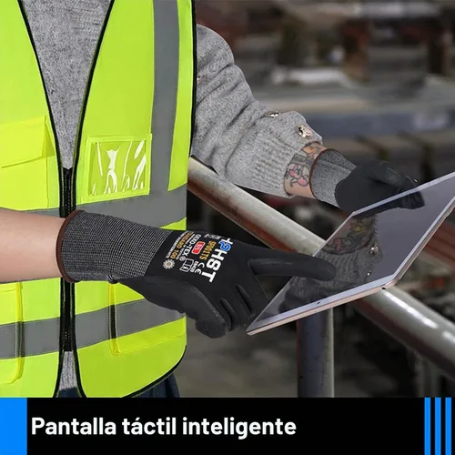 Vista 3 de Safety Work Gloves, SF001, Comfort Stretch Fit, Power Grip, Smart Touch, Durable Foam Coated, 3Pairs & 12Pairs Negro 12 pares
