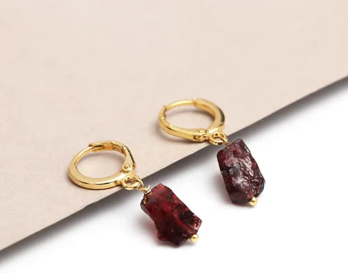Vista 22 de Gempires Handmade Gemstone Hoop Earrings Raw Crystal Dangle Jewelry Hypoallergenic Gold Plated Lightweight Elegant Jewelry Gifts For Women