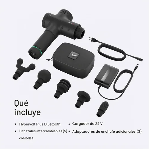 Vista 5 de Hypervolt Plus, con tecnología Quiet Glide, pistola de masaje de percusión de mano 3 velocidades, 5 cabezales intercambiables Ayuda a aliviar