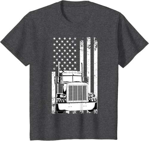 Vista 23 de Camión conductor bandera americana camionero vintage hombres mujeres regalo camiseta
