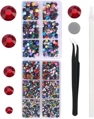 Vista 32 de 6796PCS Diamantes de Imitación Termoadhesivos de Aguamarina Piedras de Cristal de Vidrio para Tela Ropa Camisas Brillantes Parte Trasera Plana