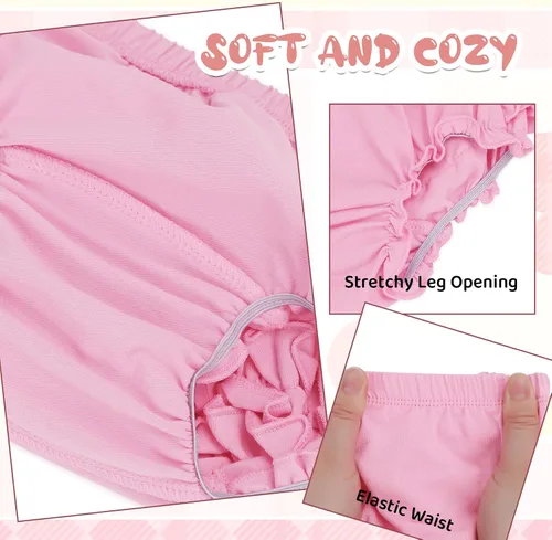 Vista 5 de Durio Bloomers para niñas pequeñas, fundas de pañales con volantes para niñas, lindos pantalones cortos de algodón para niñas