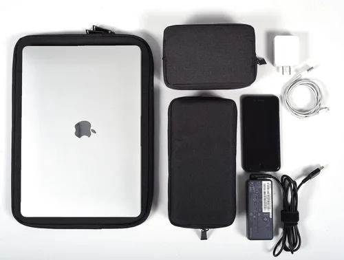 Vista 7 de dealcase Organizador universal de accesorios electrónicos de lona impermeable para banco de energía, cables de carga, cargadores, mouse, cable USB
