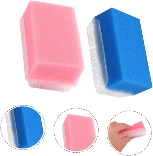 Vista 8 de Cepillo de esponja de masaje de entrenamiento sensorial, 2 piezas, limpiador corporal suave para portátil y ligero para ducha y baño, promueve