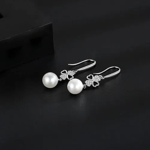 Vista 5 de 925 Sterling Silver Pearl Earrings for Women Dangle Pearl Drop Earrings Huggie Gifts for Girls Mother Her