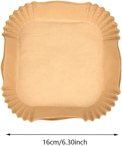Vista 2 de Revestimientos de papel desechables de 6.30 pulgadas, 50 piezas antiadherentes para freidora de aire, resistente al aceite, impermeable, papel