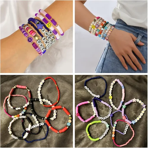 Vista 3 de Gpurplebud Pulseras y calcomanías de amistad, pulseras de cuentas o pulseras de arcilla polimérica, traje inspirado en álbum, regalos para fanáticos